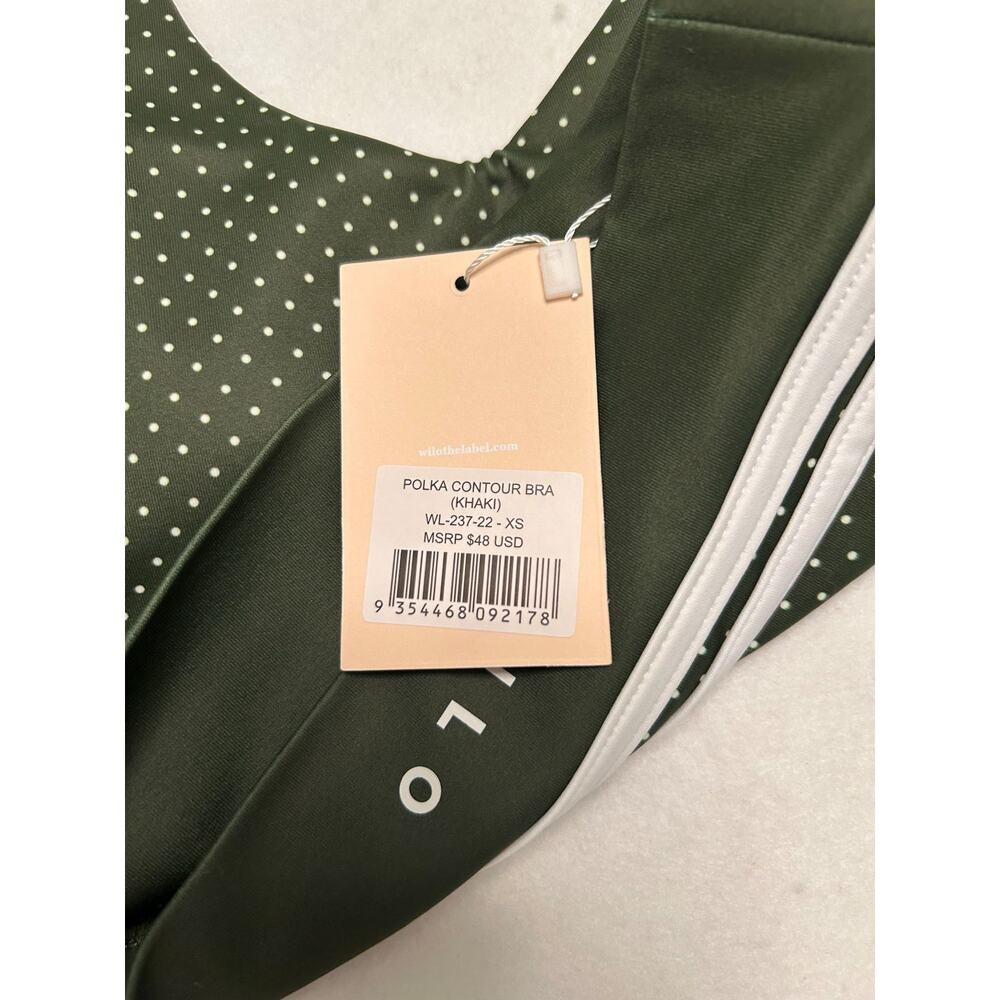 NWT WILO The Label Khaki Polka Dot Stripe Contour Athletic Sports Padded Bra-XS - Picture 6 of 11